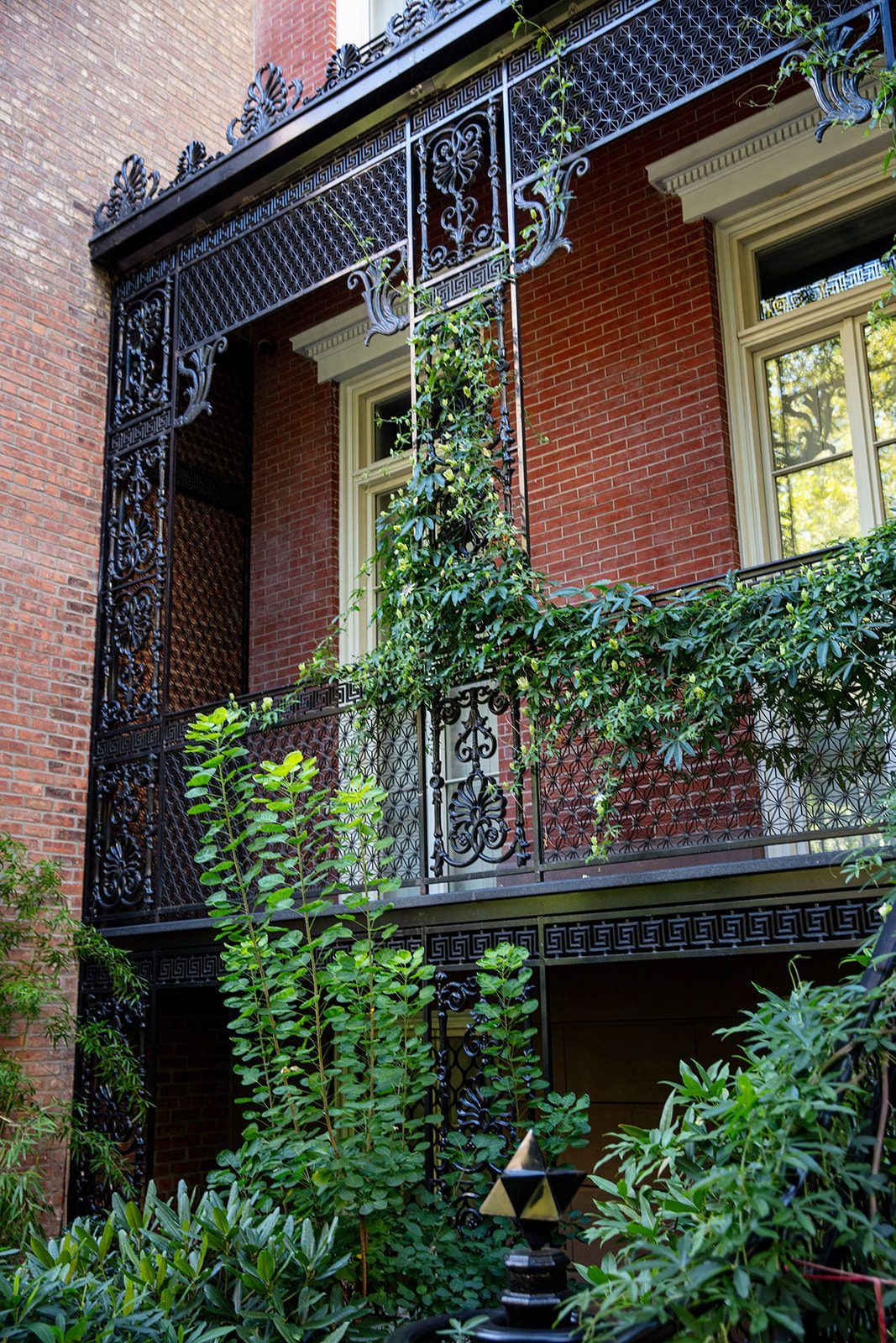 An ornate cast-iron veranda on a Gramercy townhouse