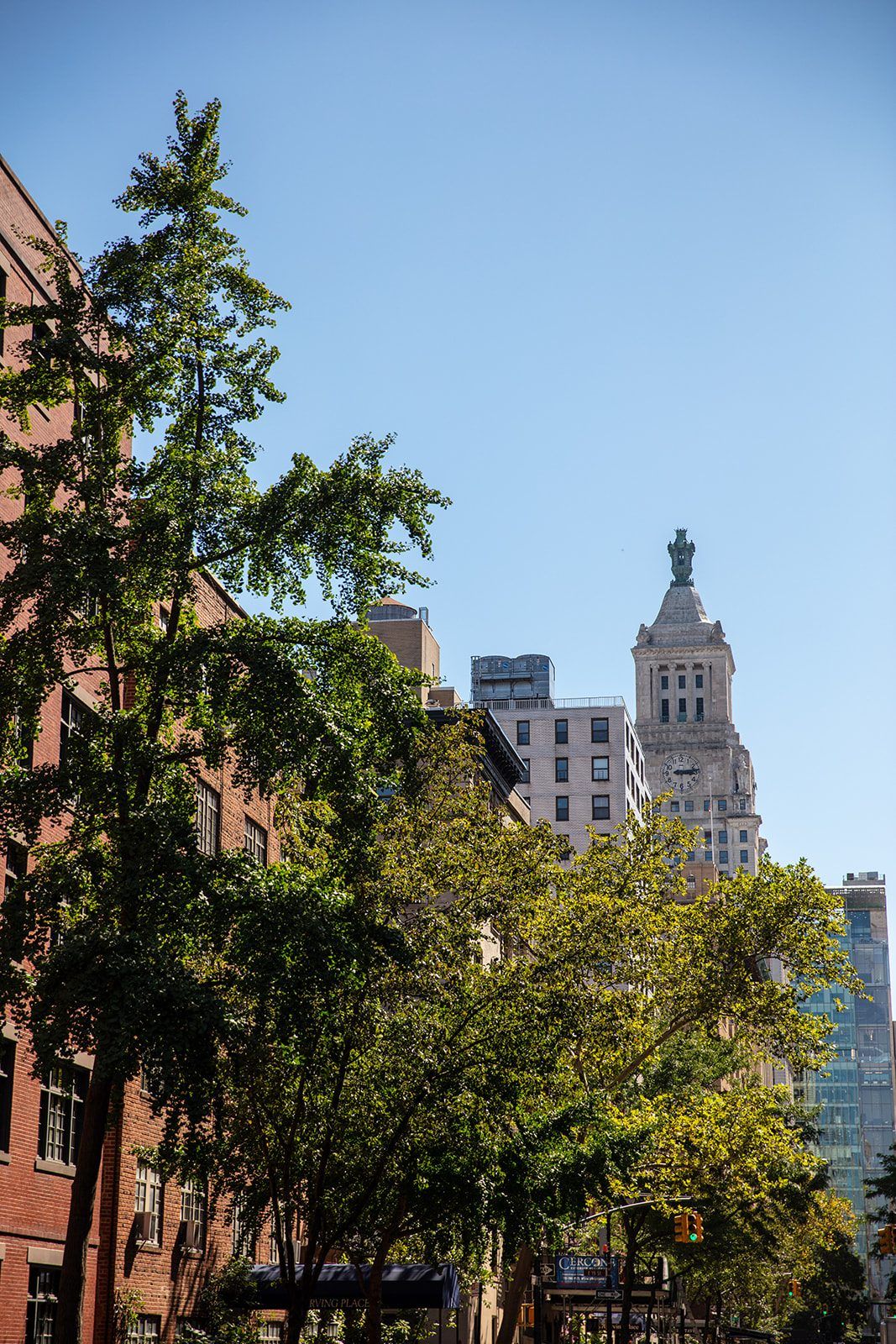 The Con Edison clock tower at the foot of Irving Place