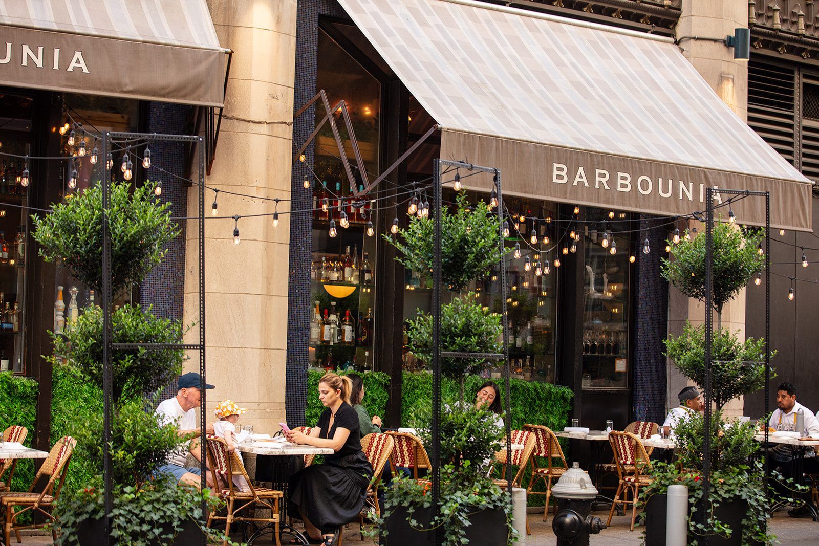 Barbounia’s string-lit terrace on Park Avenue South